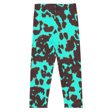 Load image into Gallery viewer, Cow Print - Turquoise Kid's Leggings