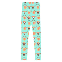 Load image into Gallery viewer, Longhorn Floral - Turquoise Youth Leggings
