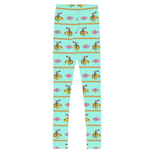 Load image into Gallery viewer, Cowgirl Bronc Rider Aztec - Turquoise Youth Leggings