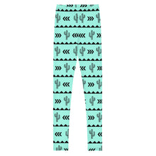 Load image into Gallery viewer, Cactus Aztec - Turquoise Youth Leggings