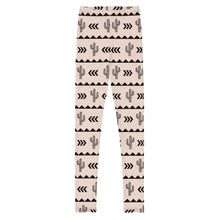 Load image into Gallery viewer, Cactus Aztec - Tan Youth Leggings