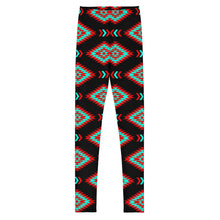 Load image into Gallery viewer, Aztec Turquoise & Red Youth Leggings