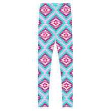 Load image into Gallery viewer, Aztec Multi - Pink & Turquoise Youth Leggings