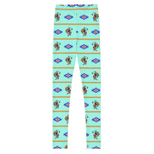 Load image into Gallery viewer, Cowboy Bronc Rider Aztec - Turquoise Youth Leggings