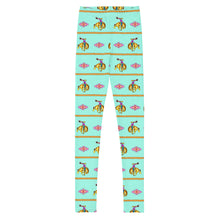Load image into Gallery viewer, Cowgirl Bronc Rider Aztec - Turquoise Youth Leggings