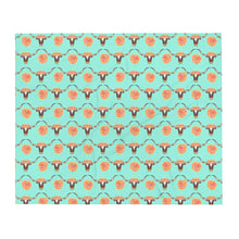 Load image into Gallery viewer, Longhorn Floral - Turquoise Throw Blanket