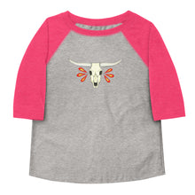 Load image into Gallery viewer, Longhorn Skull Toddler baseball shirt