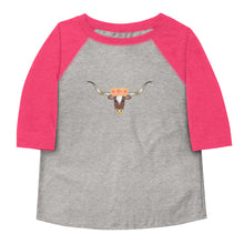Load image into Gallery viewer, Floral Longhorn - Toddler 3/4 shirt