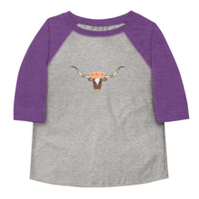 Load image into Gallery viewer, Floral Longhorn - Toddler 3/4 shirt
