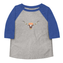 Load image into Gallery viewer, Floral Longhorn - Toddler 3/4 shirt