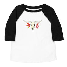 Load image into Gallery viewer, Longhorn Skull Toddler baseball shirt
