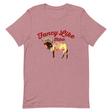 Load image into Gallery viewer, Fancy Like Moo - Maroon Lettering T-shirt