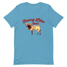 Load image into Gallery viewer, Fancy Like Moo - Maroon Lettering T-shirt