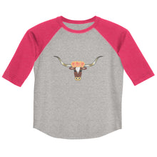 Load image into Gallery viewer, Floral Longhorn - Youth 3/4 shirt