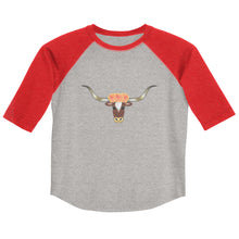 Load image into Gallery viewer, Floral Longhorn - Youth 3/4 shirt