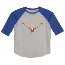 Load image into Gallery viewer, Floral Longhorn - Youth 3/4 shirt