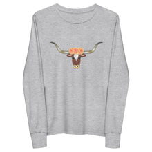 Load image into Gallery viewer, Floral Longhorn - Youth long sleeve tee