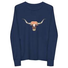 Load image into Gallery viewer, Floral Longhorn - Youth long sleeve tee