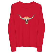 Load image into Gallery viewer, Floral Longhorn - Youth long sleeve tee