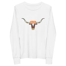 Load image into Gallery viewer, Floral Longhorn - Youth long sleeve tee