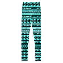 Load image into Gallery viewer, Aztec - Turquoise Youth Leggings

