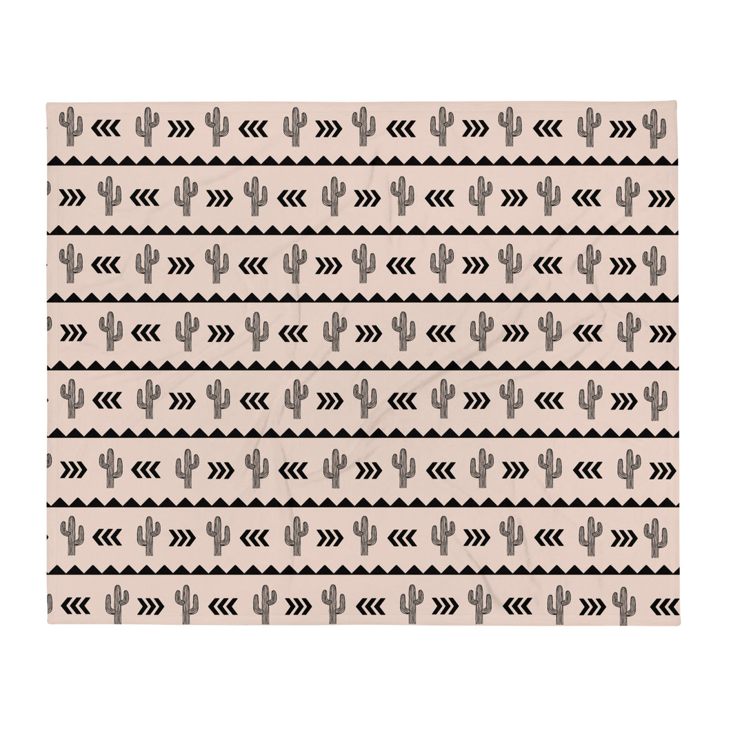 Cactus Aztec - Tan Throw Blanket