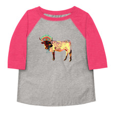 Load image into Gallery viewer, Fancy Cow 3/4 Toddler shirt
